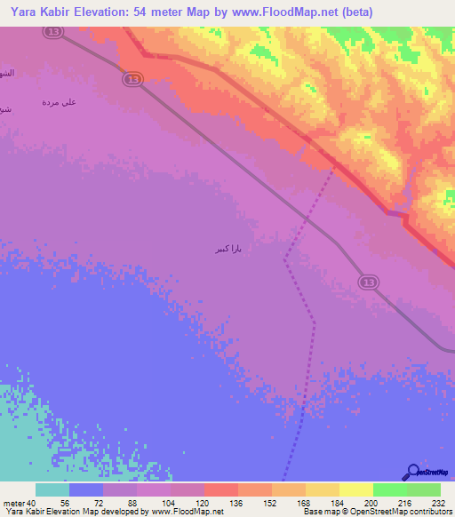 Yara Kabir,Iraq Elevation Map