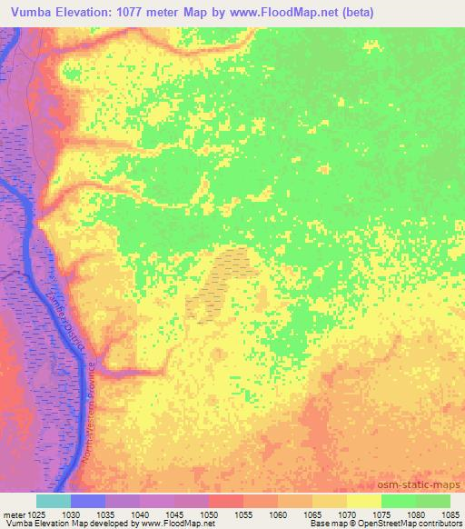 Vumba,Zambia Elevation Map