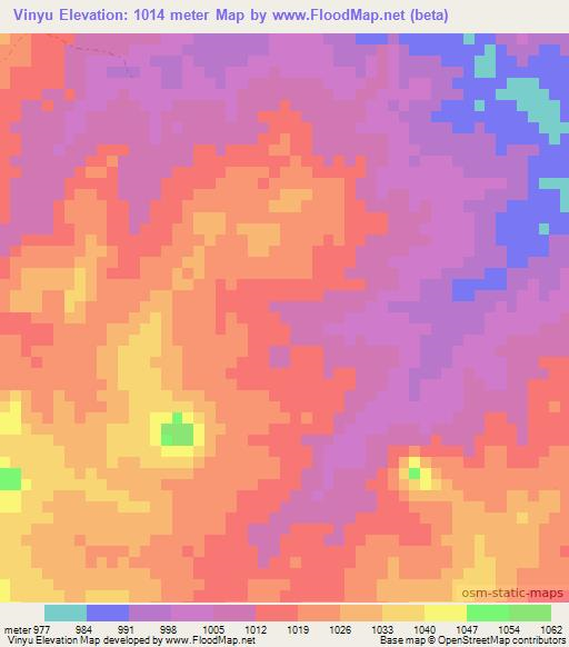 Vinyu,Zambia Elevation Map