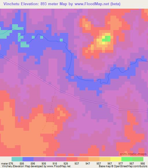 Vinchetu,Zambia Elevation Map