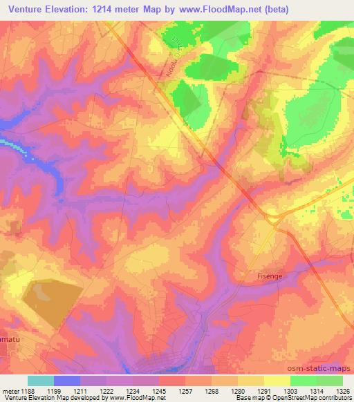 Venture,Zambia Elevation Map