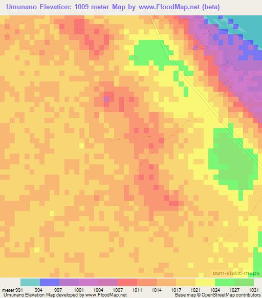 Umunano,Zambia Elevation Map