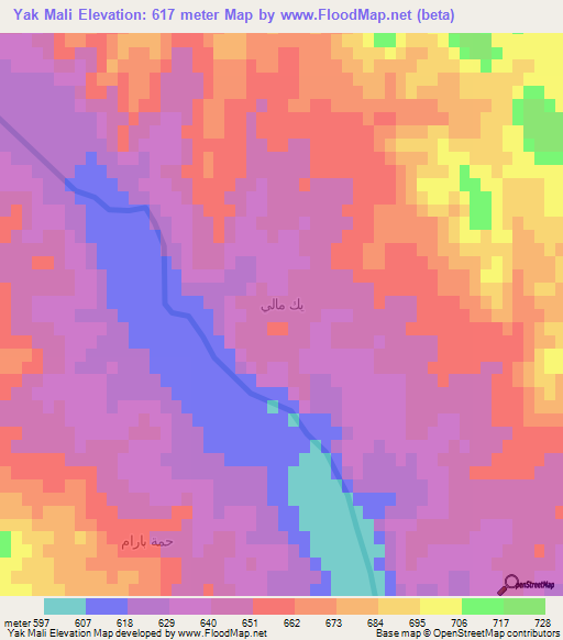 Yak Mali,Iraq Elevation Map