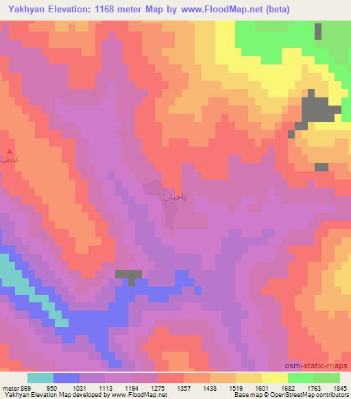 Yakhyan,Iraq Elevation Map