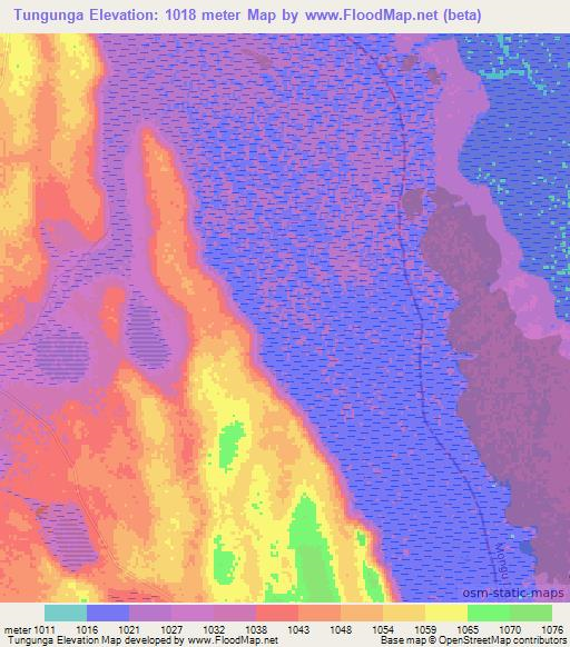 Tungunga,Zambia Elevation Map