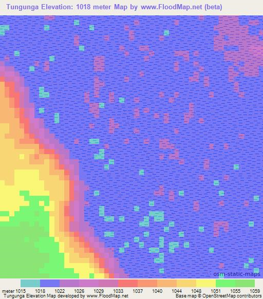 Tungunga,Zambia Elevation Map