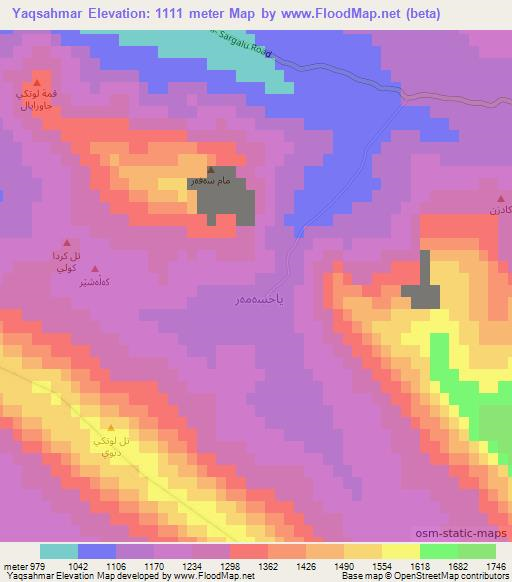 Yaqsahmar,Iraq Elevation Map