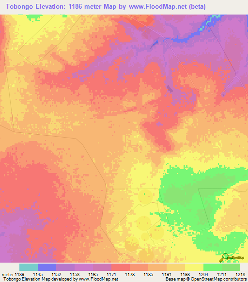 Tobongo,Zambia Elevation Map