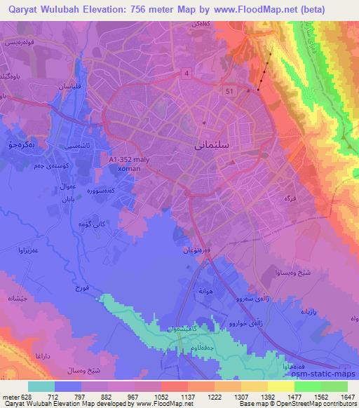 Qaryat Wulubah,Iraq Elevation Map