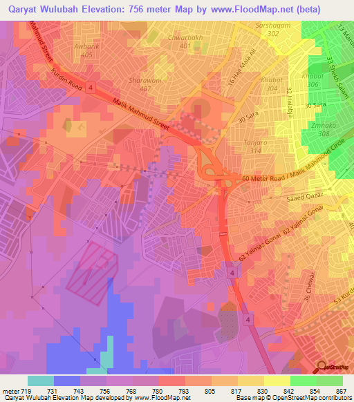 Qaryat Wulubah,Iraq Elevation Map