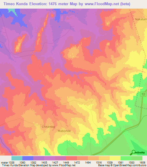 Timeo Kunda,Zambia Elevation Map