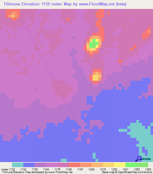 Tilimuna,Zambia Elevation Map