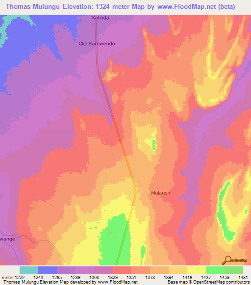 Thomas Mulungu,Zambia Elevation Map