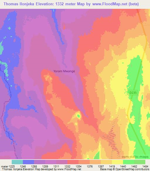 Thomas Ilonjeka,Zambia Elevation Map