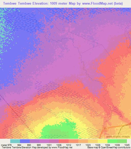 Tembwe Tembwe,Zambia Elevation Map