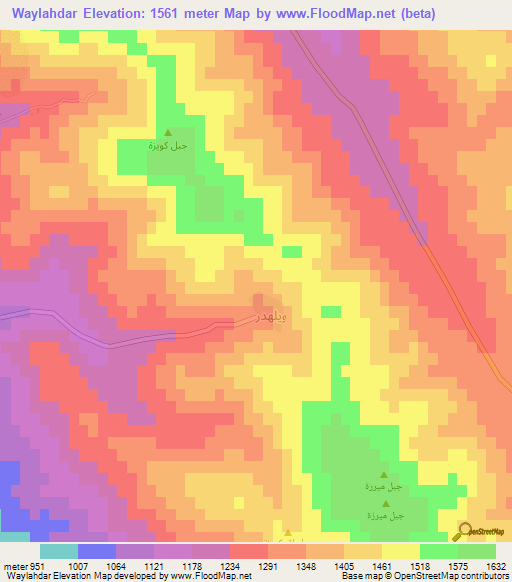 Waylahdar,Iraq Elevation Map