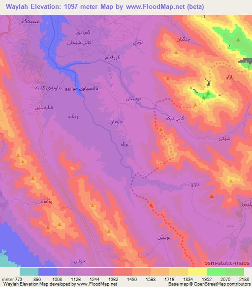 Waylah,Iraq Elevation Map