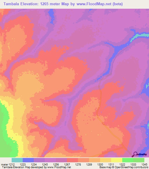 Tambala,Zambia Elevation Map