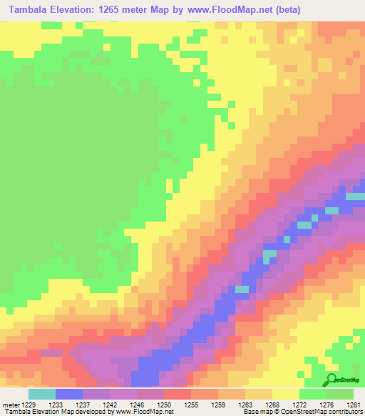 Tambala,Zambia Elevation Map