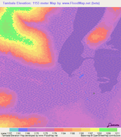 Tambala,Zambia Elevation Map