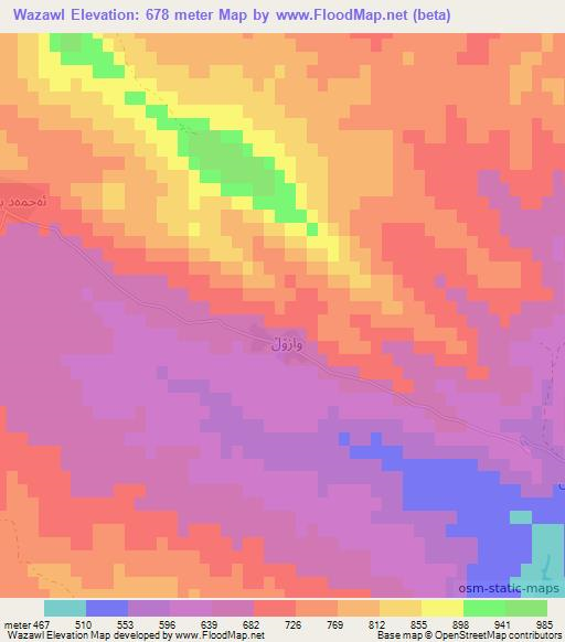 Wazawl,Iraq Elevation Map