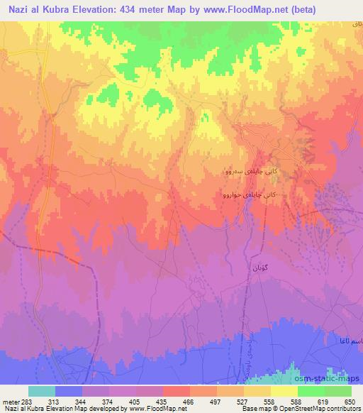 Nazi al Kubra,Iraq Elevation Map