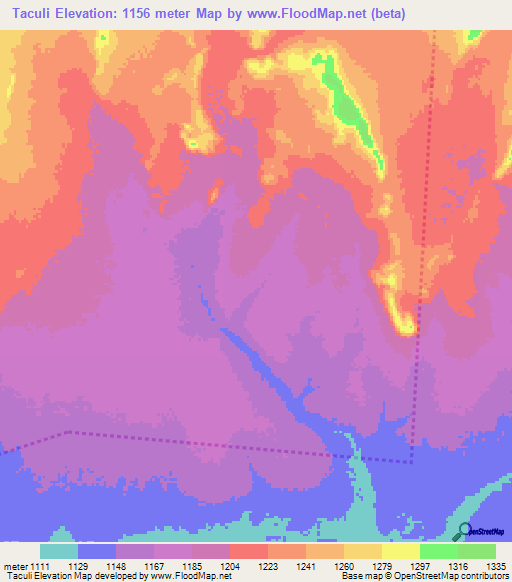 Taculi,Zambia Elevation Map