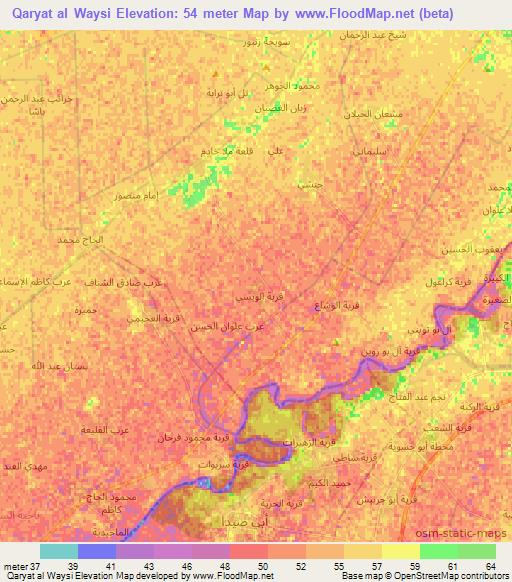 Qaryat al Waysi,Iraq Elevation Map