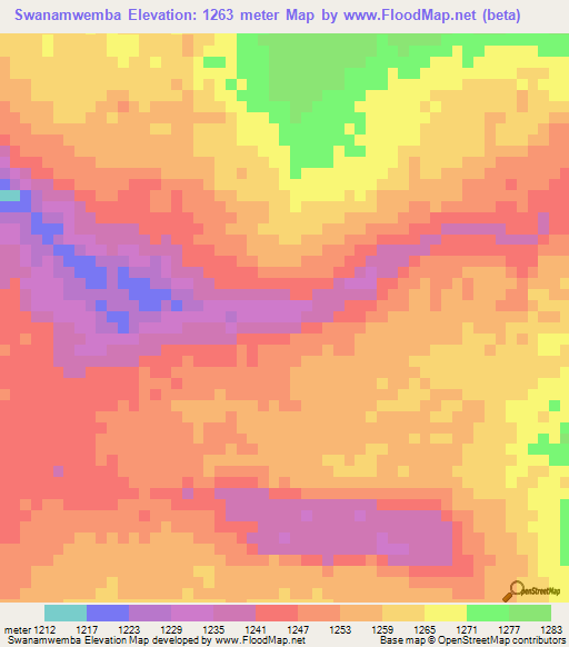 Swanamwemba,Zambia Elevation Map