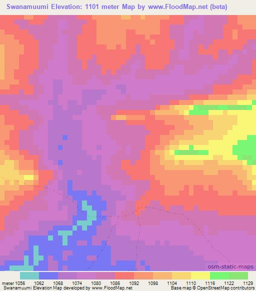 Swanamuumi,Zambia Elevation Map