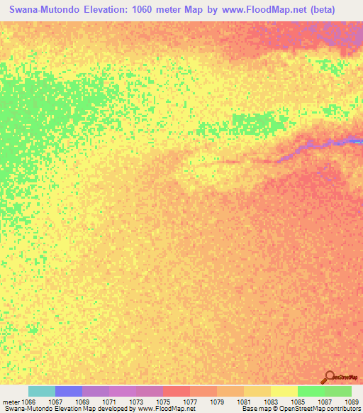 Swana-Mutondo,Zambia Elevation Map