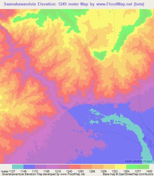 Swanakawandula,Zambia Elevation Map