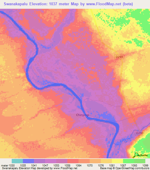 Swanakapalu,Zambia Elevation Map