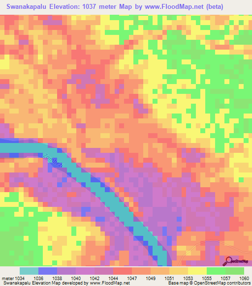 Swanakapalu,Zambia Elevation Map