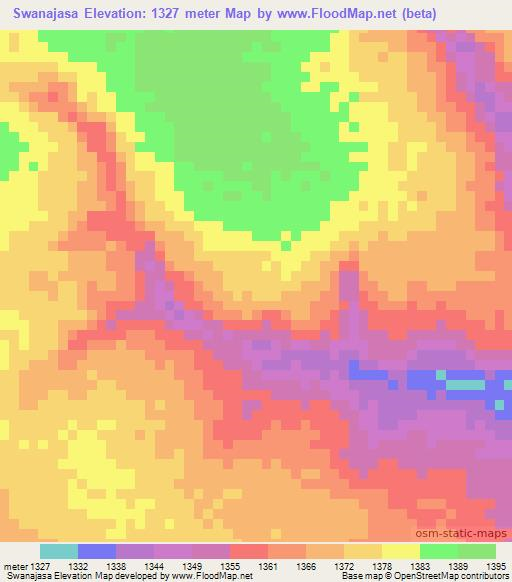 Swanajasa,Zambia Elevation Map