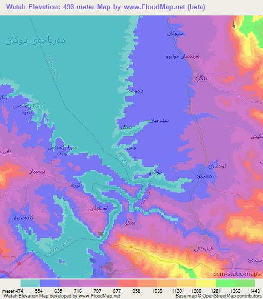 Watah,Iraq Elevation Map