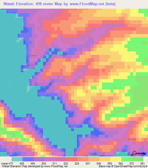 Watah,Iraq Elevation Map