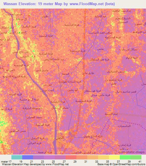 Wassan,Iraq Elevation Map