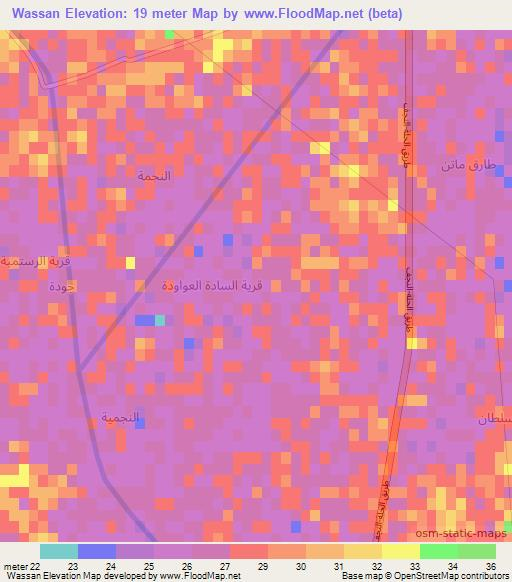 Wassan,Iraq Elevation Map