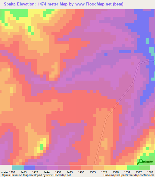 Spaita,Zambia Elevation Map