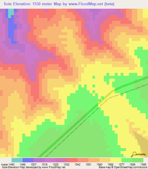 Sote,Zambia Elevation Map