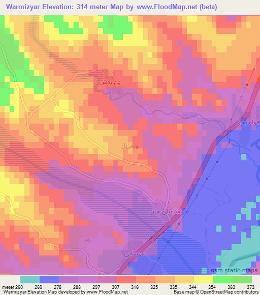 Warmizyar,Iraq Elevation Map