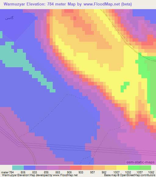 Warmuzyar,Iraq Elevation Map