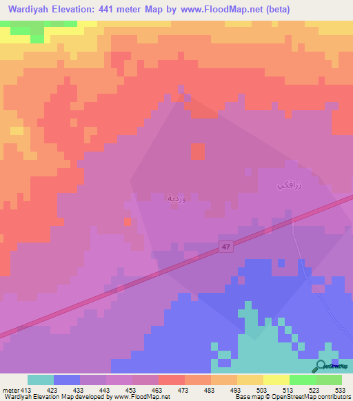 Wardiyah,Iraq Elevation Map