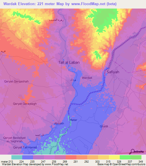 Wardak,Iraq Elevation Map