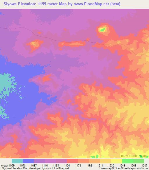 Siyowe,Zambia Elevation Map