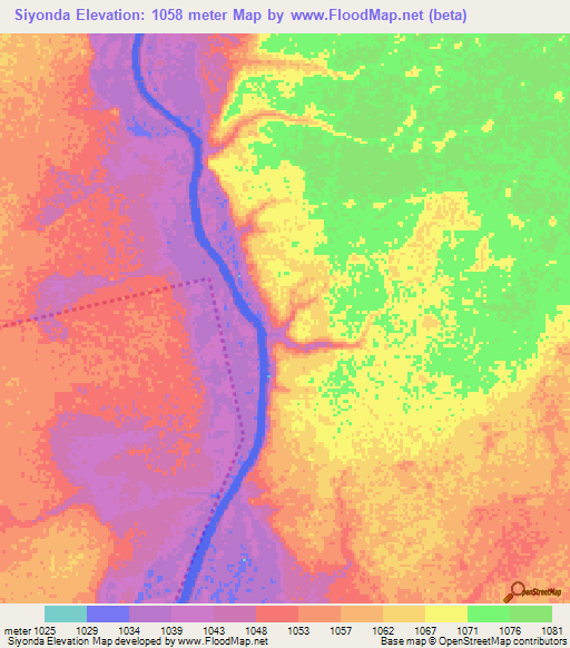 Siyonda,Zambia Elevation Map