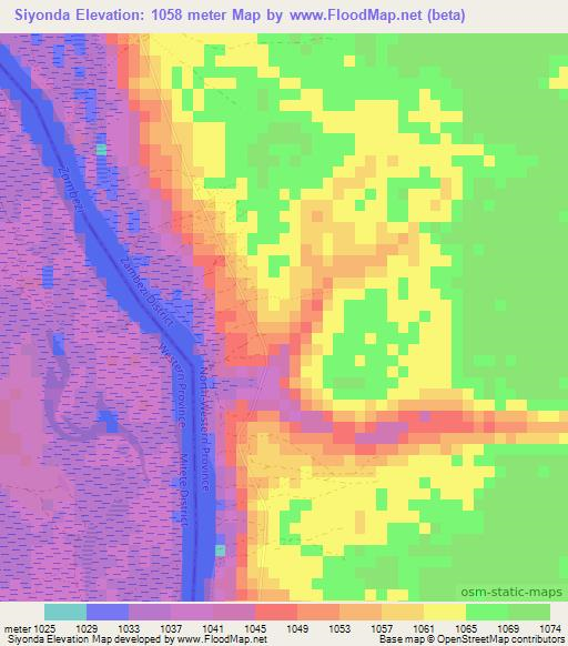 Siyonda,Zambia Elevation Map