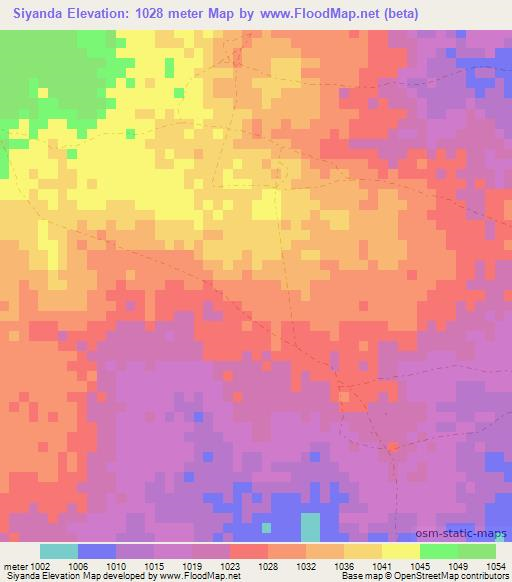 Siyanda,Zambia Elevation Map