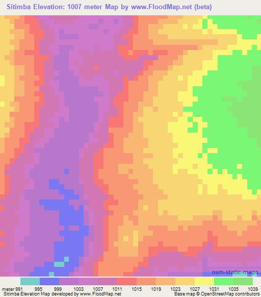 Sitimba,Zambia Elevation Map